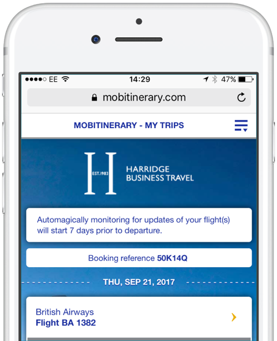 Harridge Business Travel - Updates on the go